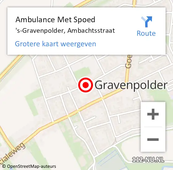 Locatie op kaart van de 112 melding: Ambulance Met Spoed Naar 's-Gravenpolder, Ambachtsstraat op 20 april 2017 14:06