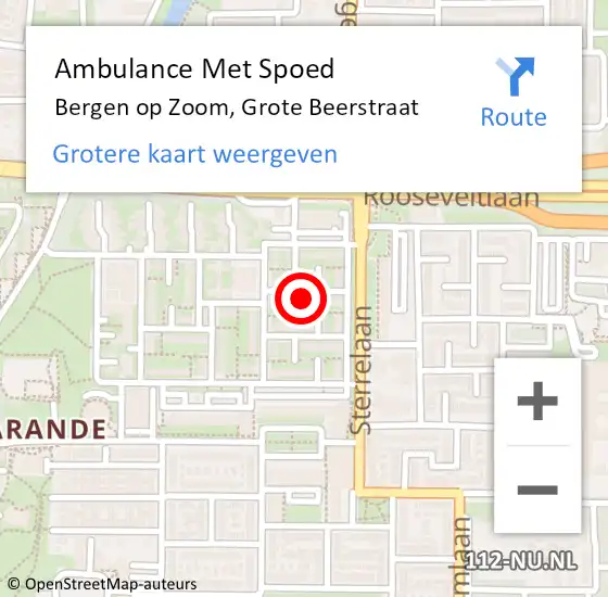 Locatie op kaart van de 112 melding: Ambulance Met Spoed Naar Bergen op Zoom, Grote Beerstraat op 20 april 2017 15:53