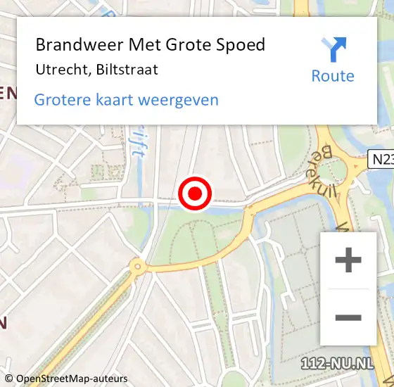 Locatie op kaart van de 112 melding: Brandweer Met Grote Spoed Naar Utrecht, Biltstraat op 20 april 2017 18:42
