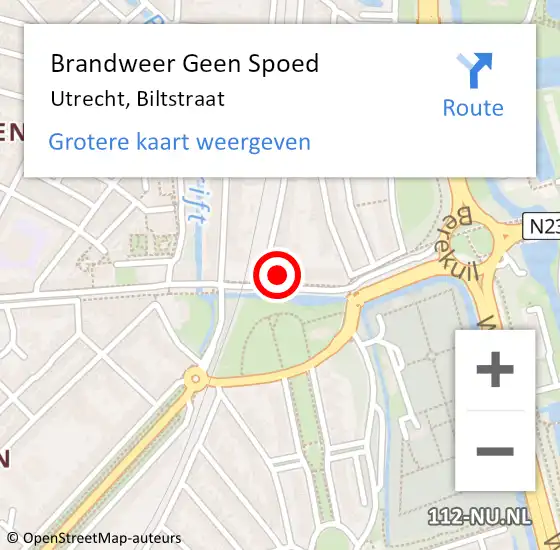 Locatie op kaart van de 112 melding: Brandweer Geen Spoed Naar Utrecht, Biltstraat op 20 april 2017 18:44