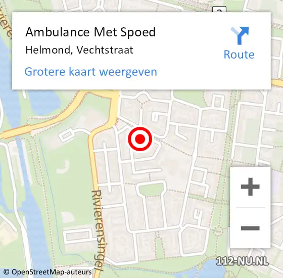 Locatie op kaart van de 112 melding: Ambulance Met Spoed Naar Helmond, Vechtstraat op 21 april 2017 00:54