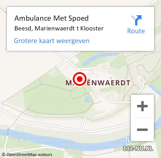 Locatie op kaart van de 112 melding: Ambulance Met Spoed Naar Beesd, Marienwaerdt Notendijk op 21 april 2017 01:47