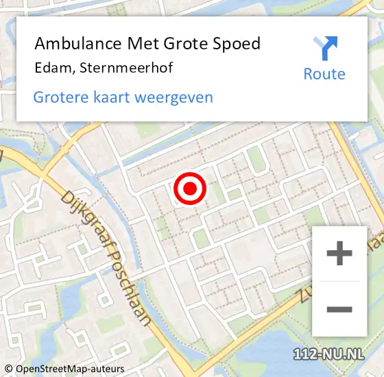 Locatie op kaart van de 112 melding: Ambulance Met Grote Spoed Naar Edam, Sternmeerhof op 21 april 2017 07:40