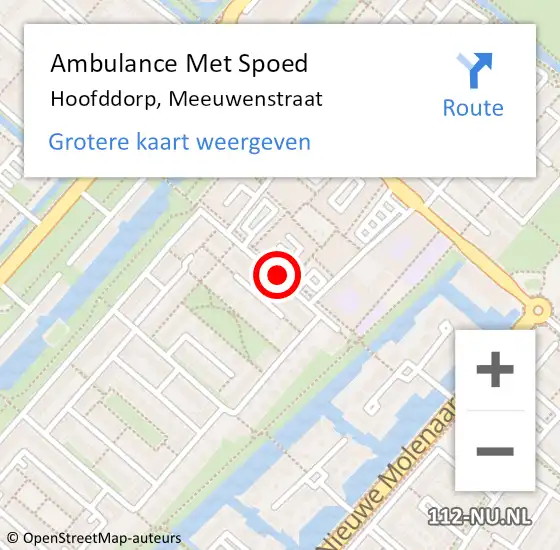 Locatie op kaart van de 112 melding: Ambulance Met Spoed Naar Hoofddorp, Meeuwenstraat op 21 april 2017 08:06