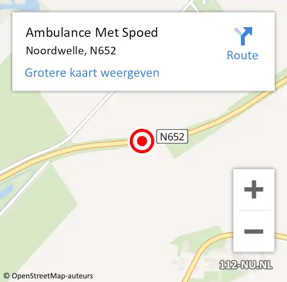 Locatie op kaart van de 112 melding: Ambulance Met Spoed Naar Noordwelle, N652 op 21 april 2017 10:51
