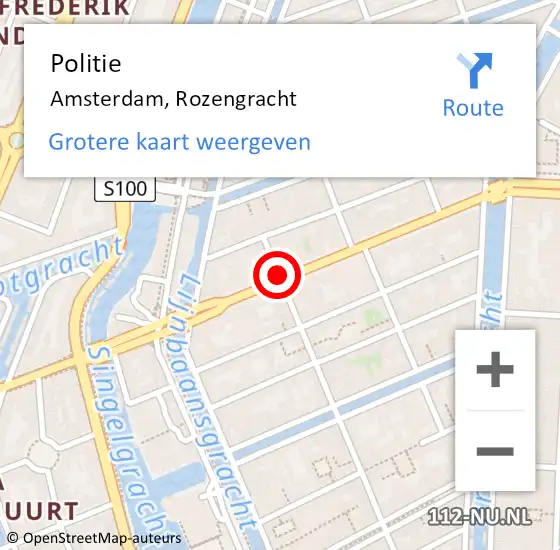 Locatie op kaart van de 112 melding: Politie Amsterdam, Rozengracht op 21 april 2017 18:45