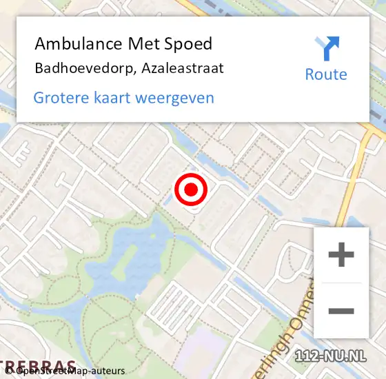 Locatie op kaart van de 112 melding: Ambulance Met Spoed Naar Badhoevedorp, Azaleastraat op 21 april 2017 20:22