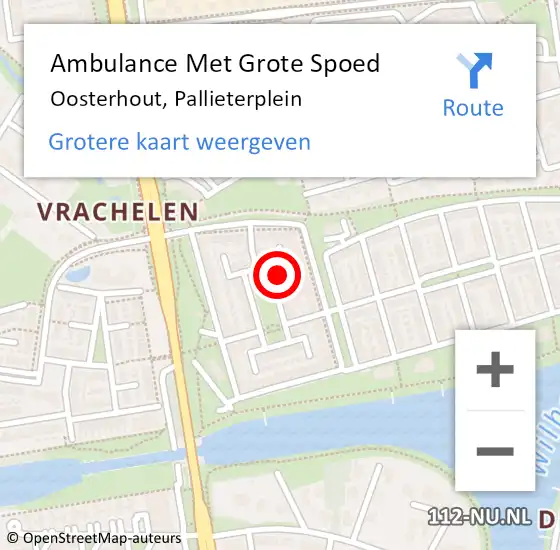 Locatie op kaart van de 112 melding: Ambulance Met Grote Spoed Naar Oosterhout, Pallieterplein op 21 april 2017 22:48