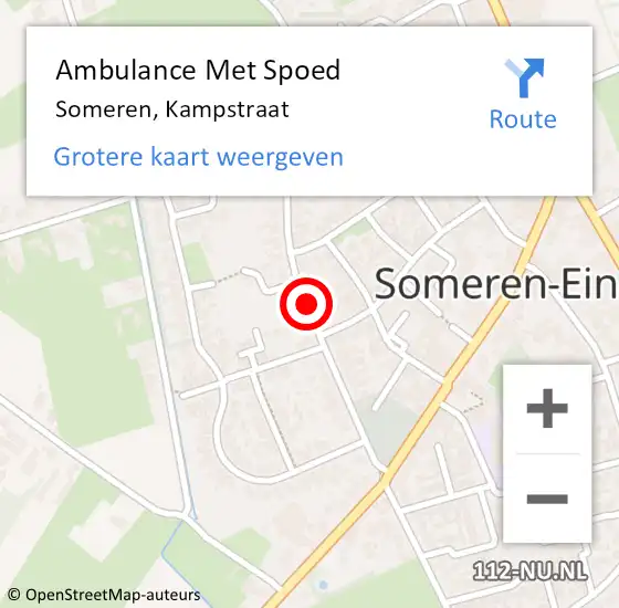 Locatie op kaart van de 112 melding: Ambulance Met Spoed Naar Someren, Kampstraat op 22 april 2017 03:50