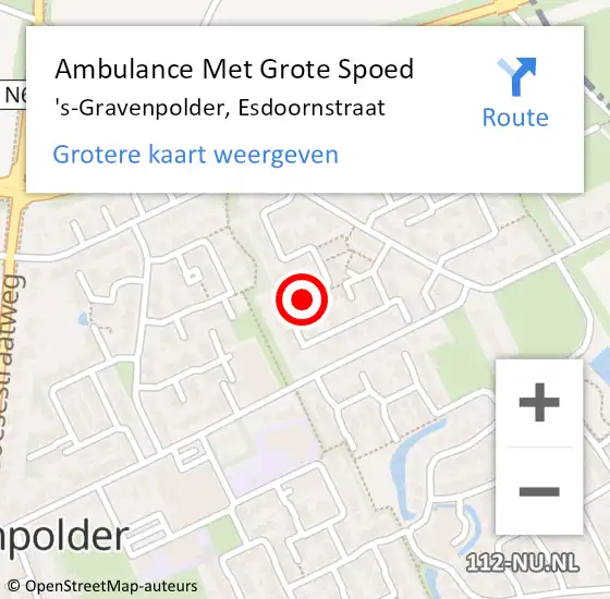 Locatie op kaart van de 112 melding: Ambulance Met Grote Spoed Naar 's-Gravenpolder, Esdoornstraat op 22 april 2017 07:01