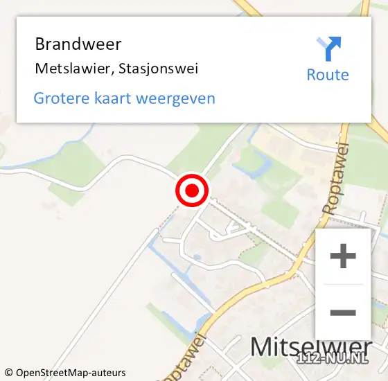 Locatie op kaart van de 112 melding: Brandweer Metslawier, Stasjonswei op 22 april 2017 08:12