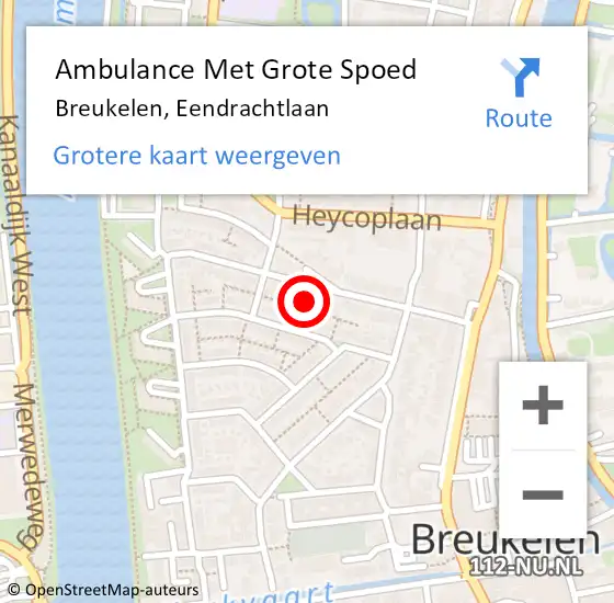 Locatie op kaart van de 112 melding: Ambulance Met Grote Spoed Naar Breukelen, Eendrachtlaan op 22 april 2017 11:38