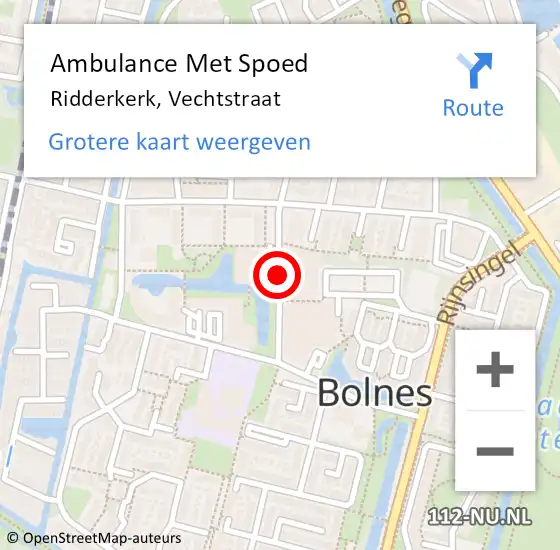 Locatie op kaart van de 112 melding: Ambulance Met Spoed Naar Ridderkerk, Vechtstraat op 22 april 2017 11:59