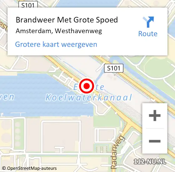 Locatie op kaart van de 112 melding: Brandweer Met Grote Spoed Naar Amsterdam, Westhavenweg op 22 april 2017 12:43