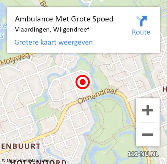Locatie op kaart van de 112 melding: Ambulance Met Grote Spoed Naar Vlaardingen, Wilgendreef op 22 april 2017 13:11