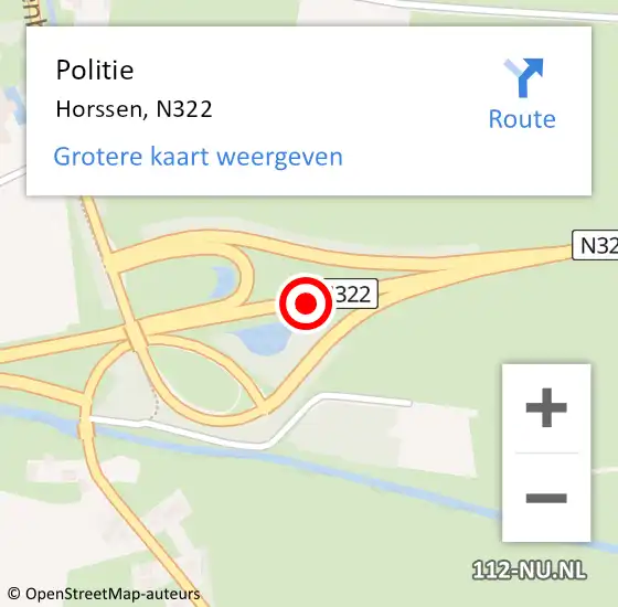 Locatie op kaart van de 112 melding: Politie Horssen, N322 op 22 april 2017 13:32