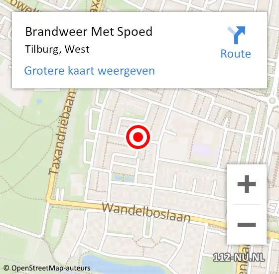 Locatie op kaart van de 112 melding: Brandweer Met Spoed Naar Tilburg, West op 22 april 2017 20:25