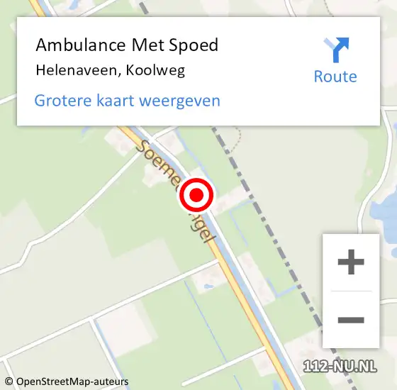 Locatie op kaart van de 112 melding: Ambulance Met Spoed Naar Helenaveen, Koolweg op 23 april 2017 12:36