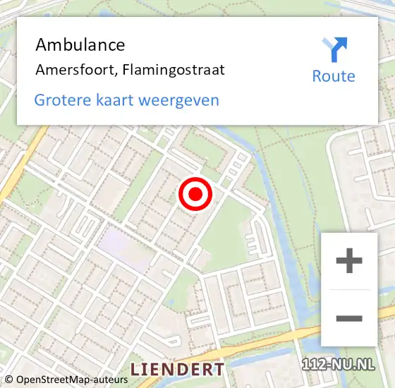 Locatie op kaart van de 112 melding: Ambulance Amersfoort, Flamingostraat op 23 april 2017 16:07