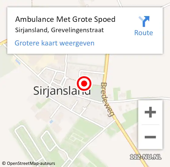 Locatie op kaart van de 112 melding: Ambulance Met Grote Spoed Naar Sirjansland, Grevelingenstraat op 23 april 2017 18:02