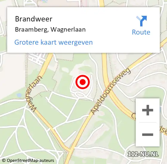 Locatie op kaart van de 112 melding: Brandweer Braamberg, Wagnerlaan op 23 april 2017 18:30