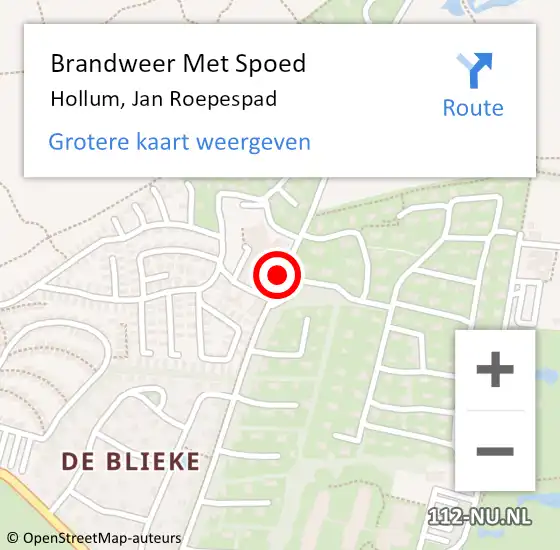 Locatie op kaart van de 112 melding: Brandweer Met Spoed Naar Hollum, Jan Roepespad op 23 april 2017 21:12