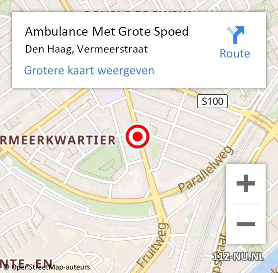 Locatie op kaart van de 112 melding: Ambulance Met Grote Spoed Naar Den Haag, Vermeerstraat op 23 april 2017 21:44