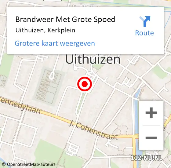 Locatie op kaart van de 112 melding: Brandweer Met Grote Spoed Naar Uithuizen, Kerkplein op 24 april 2017 00:01