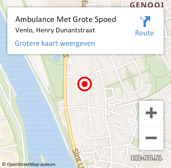 Locatie op kaart van de 112 melding: Ambulance Met Grote Spoed Naar Venlo, Henry Dunantstraat op 18 januari 2014 05:10