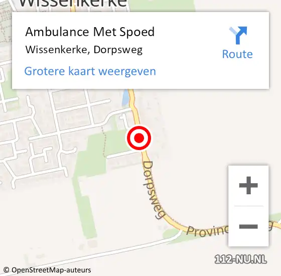 Locatie op kaart van de 112 melding: Ambulance Met Spoed Naar Wissenkerke, Dorpsweg op 24 april 2017 09:03
