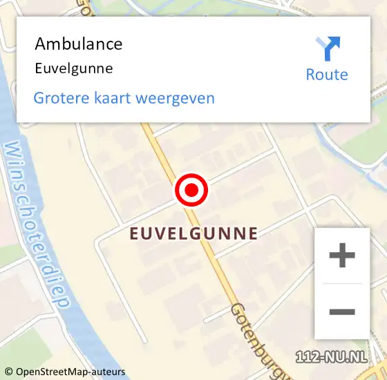 Locatie op kaart van de 112 melding: Ambulance Euvelgunne op 24 april 2017 12:02