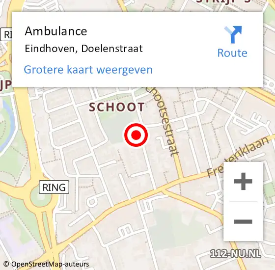 Locatie op kaart van de 112 melding: Ambulance Eindhoven, Doelenstraat op 24 april 2017 15:05