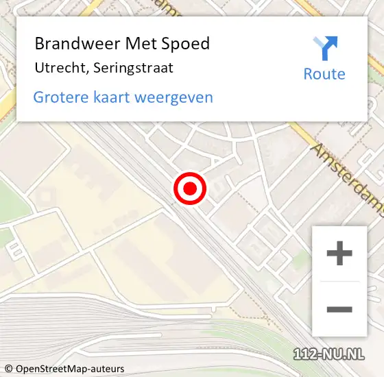 Locatie op kaart van de 112 melding: Brandweer Met Spoed Naar Utrecht, Seringstraat op 24 april 2017 21:35