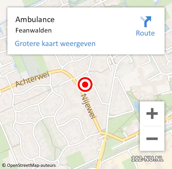 Locatie op kaart van de 112 melding: Ambulance Feanwalden op 24 april 2017 23:16