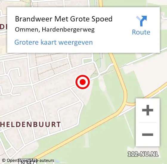 Locatie op kaart van de 112 melding: Brandweer Met Grote Spoed Naar Ommen, Hardenbergerweg op 25 april 2017 06:46