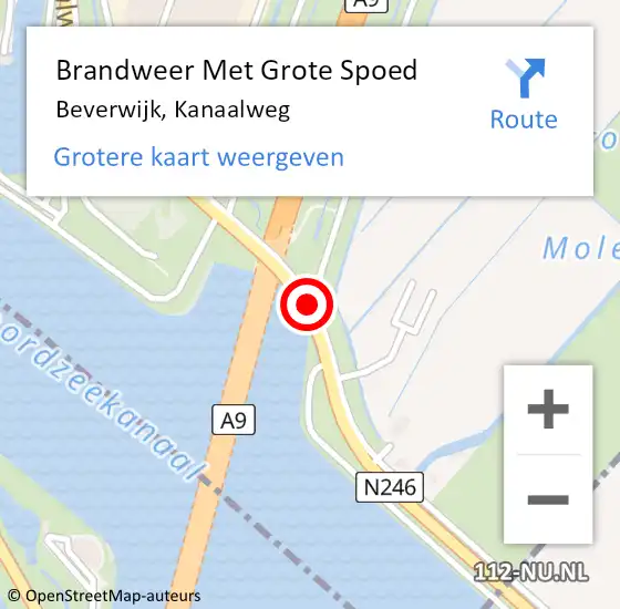 Locatie op kaart van de 112 melding: Brandweer Met Grote Spoed Naar Beverwijk, Kanaalweg op 25 april 2017 08:55