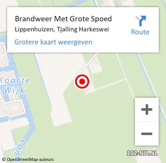 Locatie op kaart van de 112 melding: Brandweer Met Grote Spoed Naar Lippenhuizen, Tjalling Harkeswei op 25 april 2017 09:37