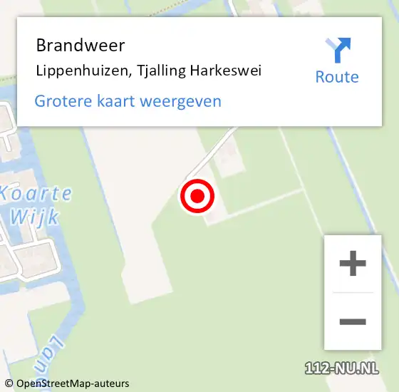 Locatie op kaart van de 112 melding: Brandweer Lippenhuizen, Tjalling Harkeswei op 25 april 2017 10:03