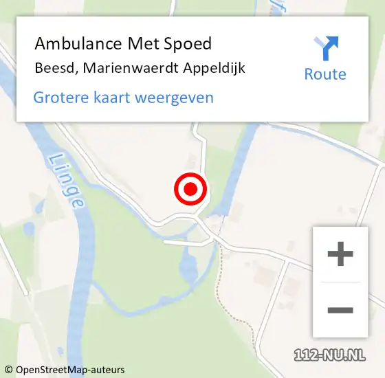 Locatie op kaart van de 112 melding: Ambulance Met Spoed Naar Beesd, Marienwaerdt Appeldijk op 25 april 2017 15:54