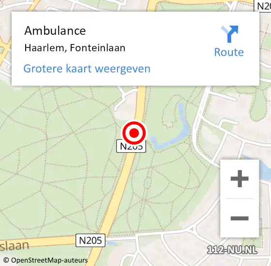 Locatie op kaart van de 112 melding: Ambulance Haarlem, Fonteinlaan op 25 april 2017 17:19