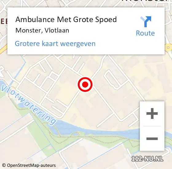 Locatie op kaart van de 112 melding: Ambulance Met Grote Spoed Naar Monster, Vlotlaan op 25 april 2017 17:47