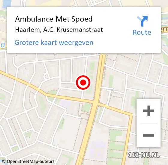 Locatie op kaart van de 112 melding: Ambulance Met Spoed Naar Haarlem, A.C. Krusemanstraat op 26 april 2017 09:14