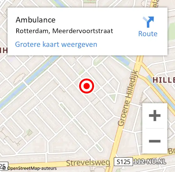 Locatie op kaart van de 112 melding: Ambulance Rotterdam, Meerdervoortstraat op 26 april 2017 13:05