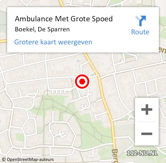 Locatie op kaart van de 112 melding: Ambulance Met Grote Spoed Naar Boekel, De Sparren op 26 april 2017 18:36