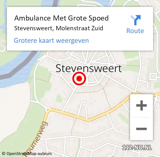 Locatie op kaart van de 112 melding: Ambulance Met Grote Spoed Naar Stevensweert, Molenstraat Zuid op 27 april 2017 12:22