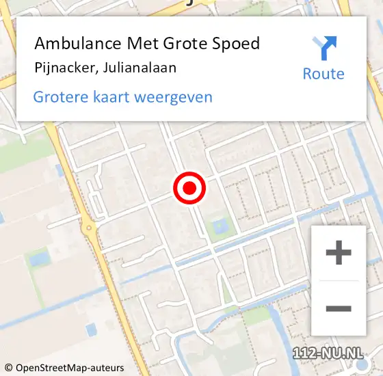 Locatie op kaart van de 112 melding: Ambulance Met Grote Spoed Naar Pijnacker, Julianalaan op 27 april 2017 18:24