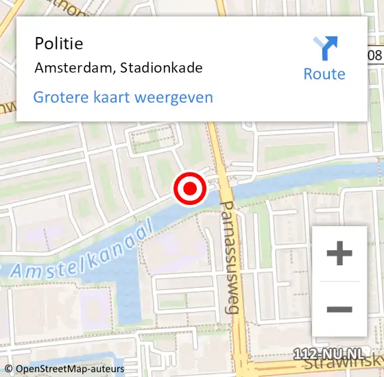 Locatie op kaart van de 112 melding: Politie Amsterdam, Stadionkade op 27 april 2017 19:42