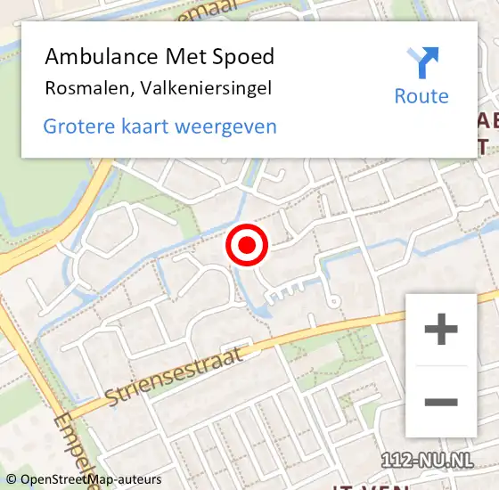 Locatie op kaart van de 112 melding: Ambulance Met Spoed Naar Rosmalen, Valkeniersingel op 27 april 2017 21:08