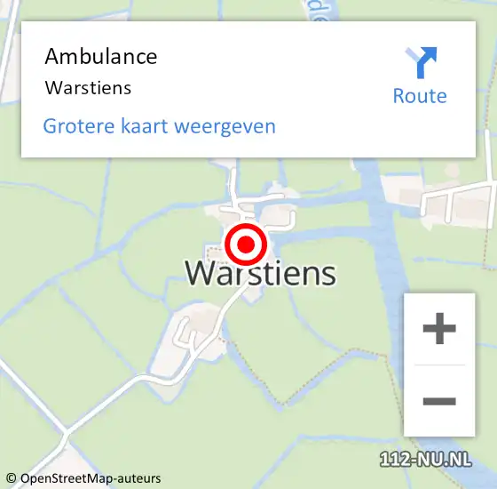 Locatie op kaart van de 112 melding: Ambulance Warstiens op 27 april 2017 23:49