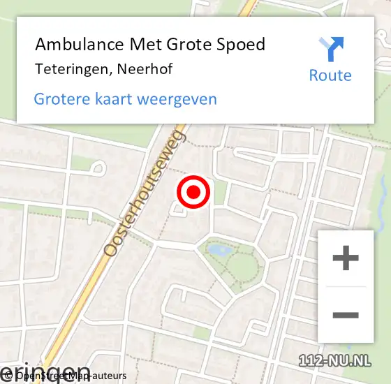 Locatie op kaart van de 112 melding: Ambulance Met Grote Spoed Naar Teteringen, Neerhof op 28 april 2017 04:26